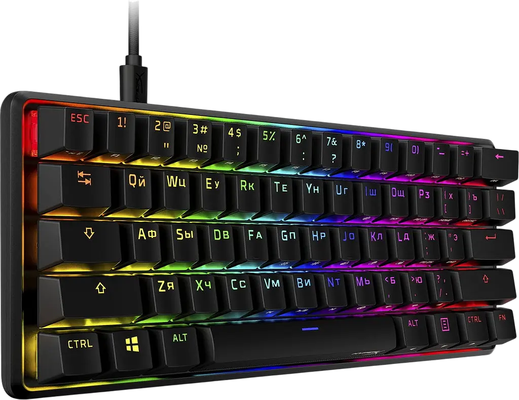 Клавиатура HyperX Alloy Origins 60 Red UA RGB Black (4P5N4AA) - фото 2