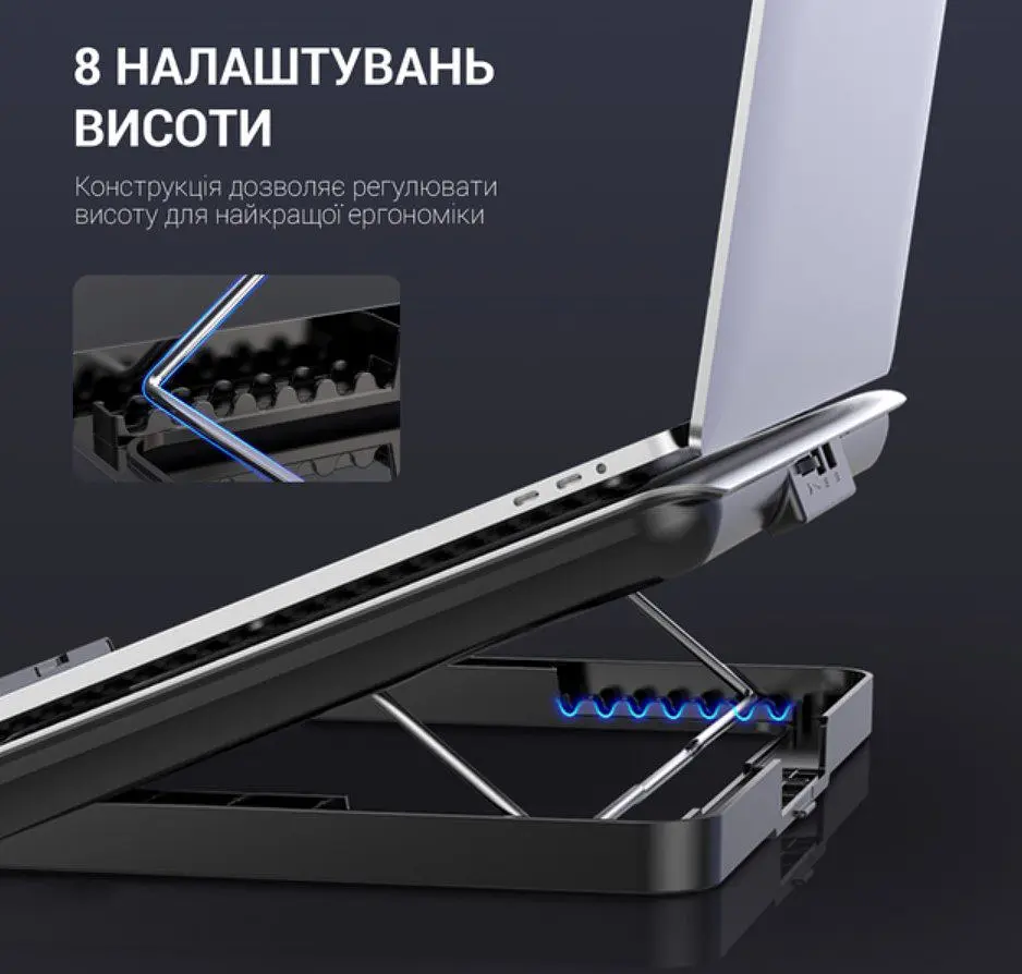 Охлаждающая подставка для ноутбука до 17 дюймов OfficePro OPCP-500 2xUSB 1xfans - фото 7