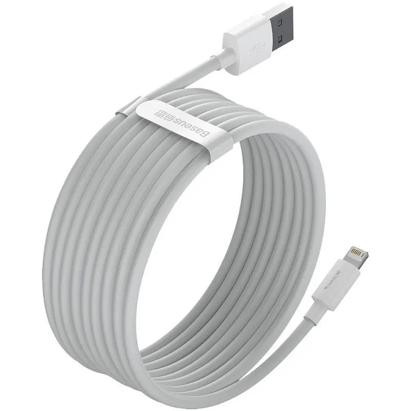 Кабель Baseus Simple Wisdom Cable USB to Lightning 2.4A 1.5m Kit 2PCS TZCALZJ-02 White - фото 3