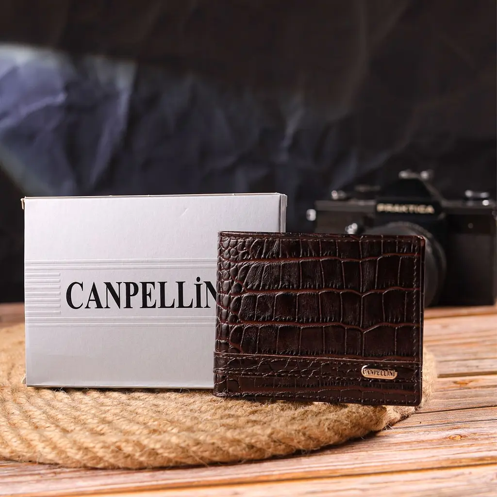 Затискач із натуральної фактурної шкіри Canpellini 21519 коричневий - фото 10