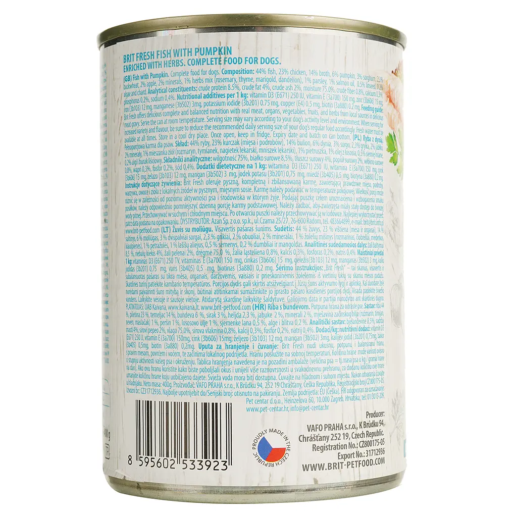 Вологий корм для дорослих собак всіх порід Brit Fresh Fish & Pumpkin з рибою і гарбузом 400 г - фото 5