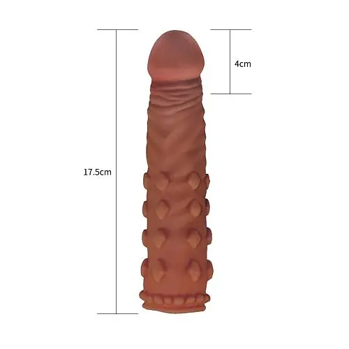 Насадка на член Lovetoy Pleasure X-Tender Penis Sleeve Brown Add 2, +5 см (коричневий) - фото 3