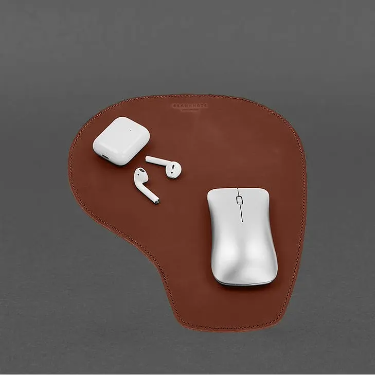 Коврик для мышки "Грушка" из натуральной кожи светло-коричневый Crazy Horse - фото 7