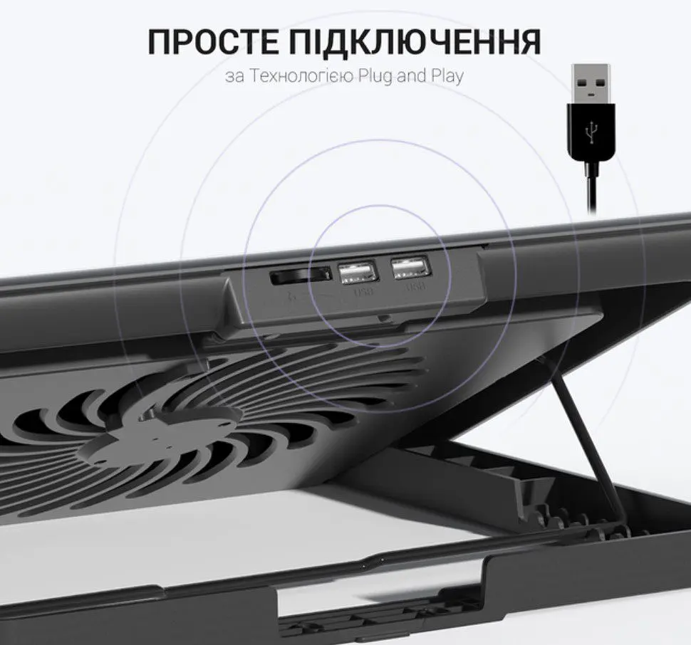 Охлаждающая подставка для ноутбука до 17 дюймов OfficePro OPCP-500 2xUSB 1xfans - фото 10
