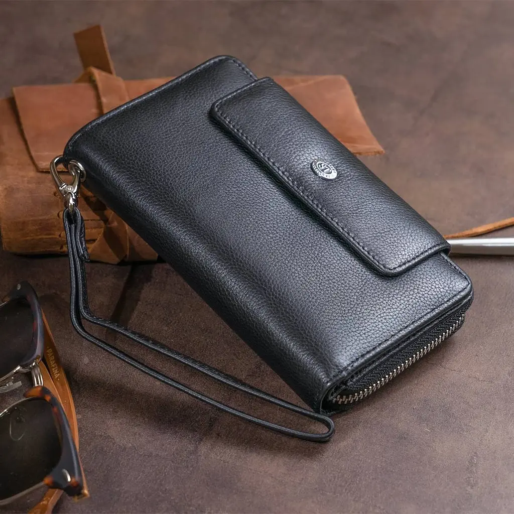Гаманець зі шкіри на клямці ST Leather 19339 чорний - фото 9