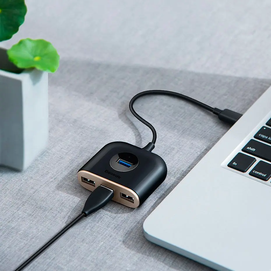 USB-хаб Baseus Square Round Box 4-Port USB-A Black 1м (CAHUB-AY01) [77938] - фото 8