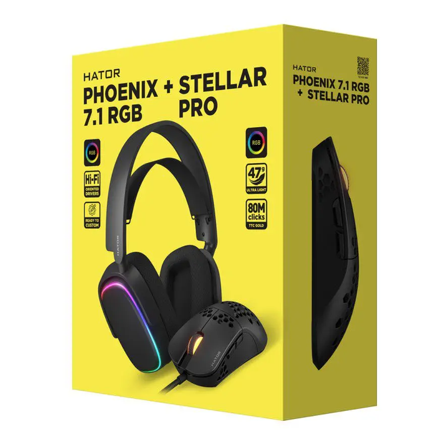Игровые наушники Hator HTA-842B Phoenix 7.1 RGB + мышь Hator HTM-540B Stellar PRO Black - фото 8