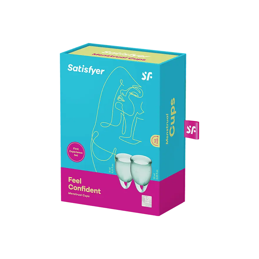 Satisfyer Feel Confident-набір менструальних чаш, 15 мл і 20 мл (зелений) - фото 8