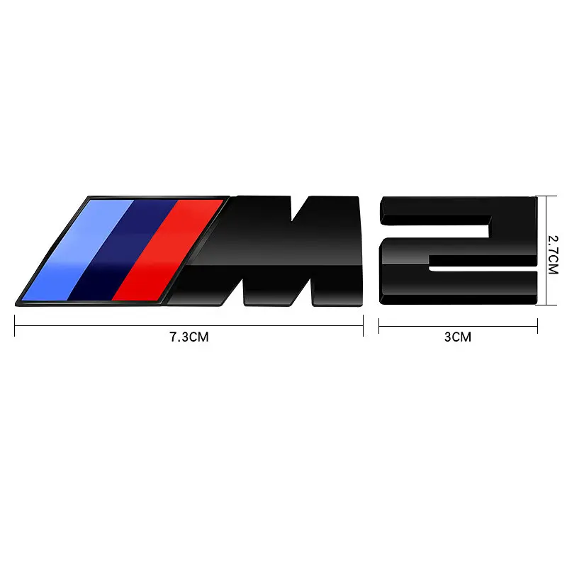 Емблема напис M2 для BMW чорна глянцева 73х27 мм (емблема M)+30х27 мм (цифра) пластик (на скотчі) - фото 2