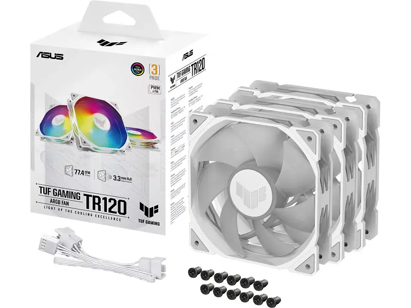Вентилятор Asus TUF Gaming TR120 ARGB White 3-Pack (90DA0093-B09020) - фото 5
