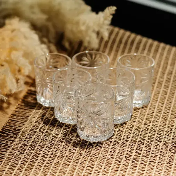 Набір чарок для настоянок Yiwu Rocks Glass 6 штук по 75 мл з рельєфним візерунком склянки для міцних напоїв з товстими стінками HP-17-8 - фото 3