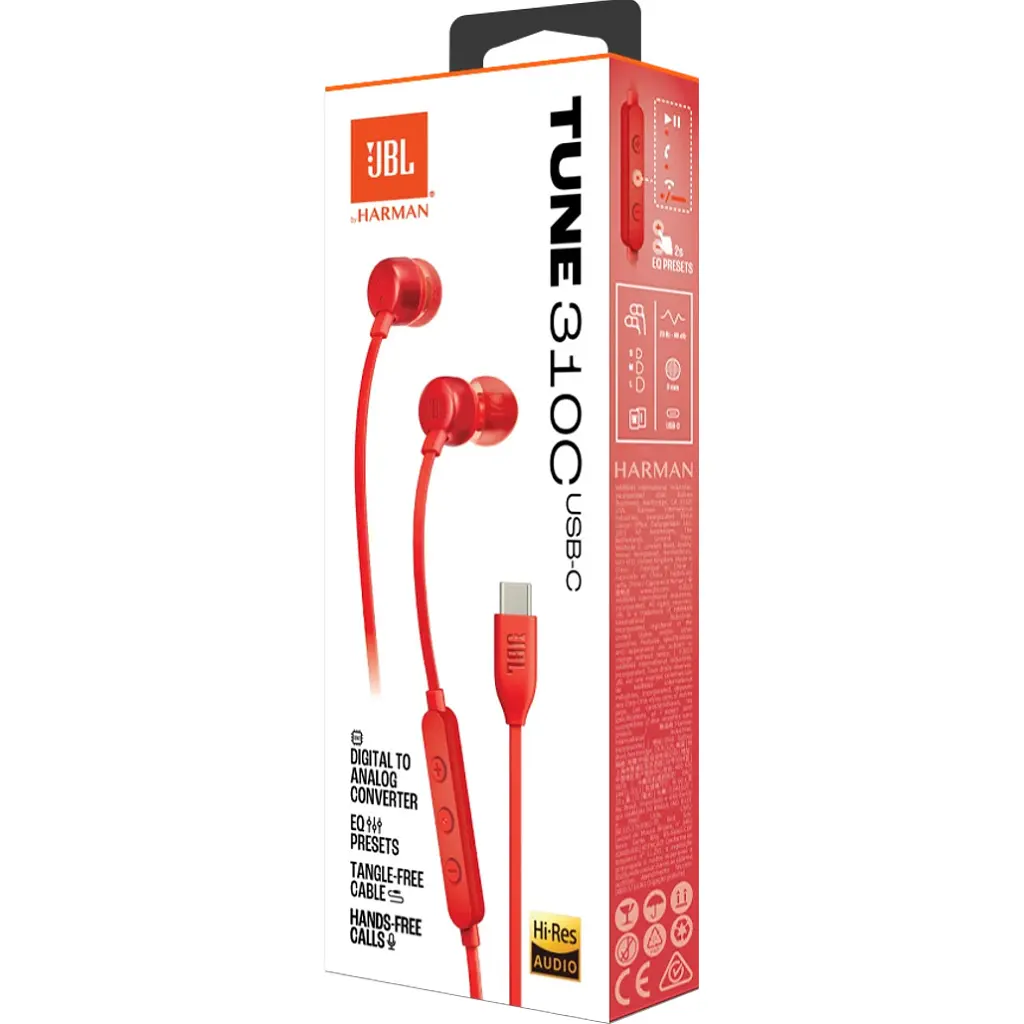 Навушники JBL Tune 310C USB-C Red (JBLT310CRED) - фото 6