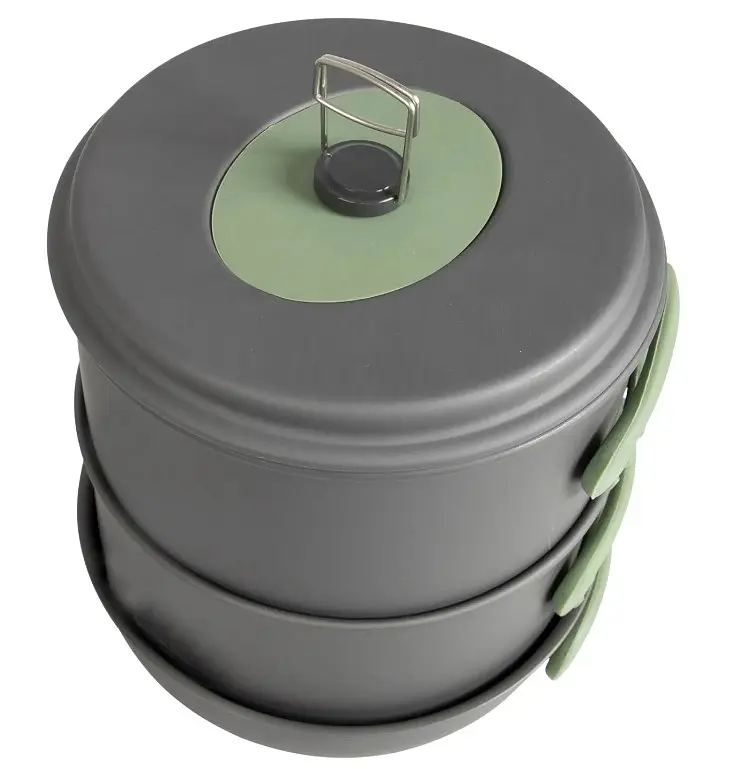 Набір посуду Bo-Camp Explorer XL 4 Pieces Hard Anodized Grey/Green (2200249) (DAS302116) - фото 11