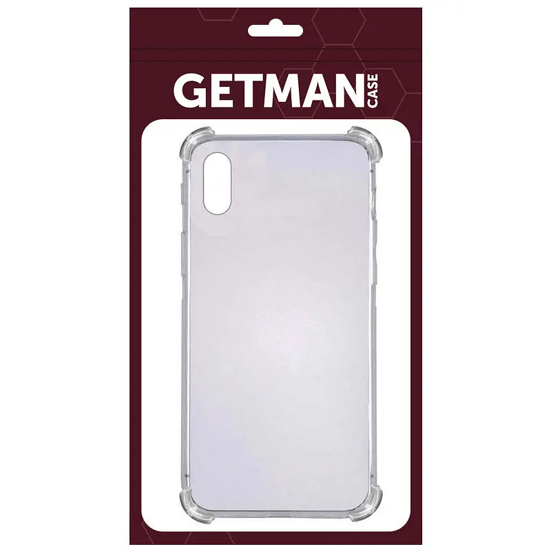 TPU чохол GETMAN Ease logo посилені кути для Apple iPhone X / XS 5.8" Сірий прозорий - фото 2