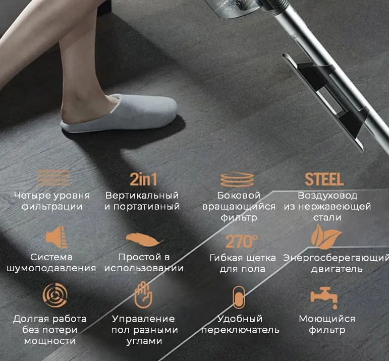 Вертикальный пылесос Xiaomi Deerma Suction Vacuum Cleaner [DX600] [65648] - фото 9