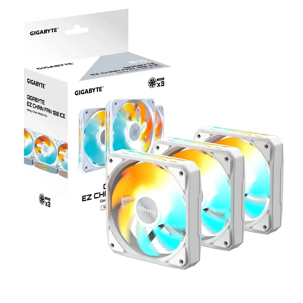 Вентилятор Gigabyte EZ Chain Fan 120 Ice 3-Pack White (GP-GBT EZFAN1203 ICE) - фото 6