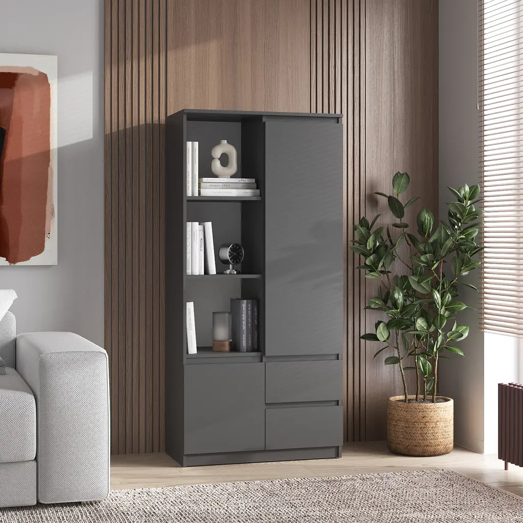 Шкаф для книг Vays R-26 пенал с полками и ящиками ЛДСП 80x40x170 см для дома офиса гостиной - фото 2