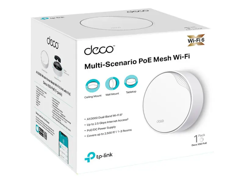 Бездротовий маршрутизатор (роутер) TP-LINK Deco X50 PoE 1-Pack - фото 3