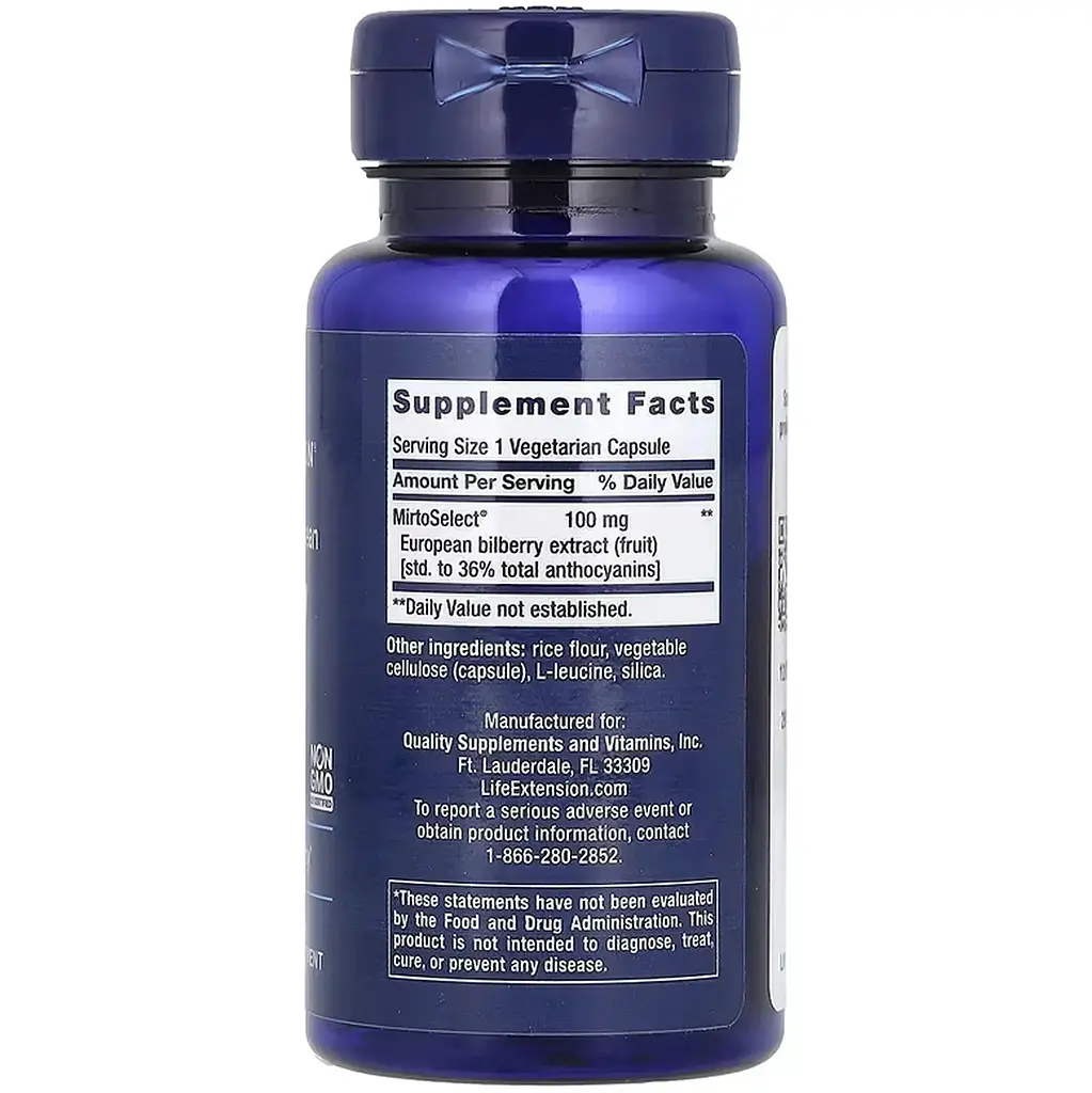 Дієтична добавка Life Extension Standardized European Bilberry Extract 100 мг 90 вегетаріанських капсул - фото 2
