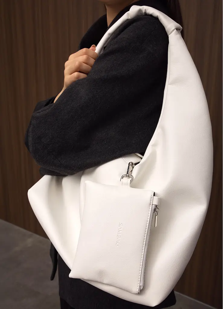 Жіноча сумка Sambag HOBO L біла 34 х 37 х 16 см (53300008) - фото 6