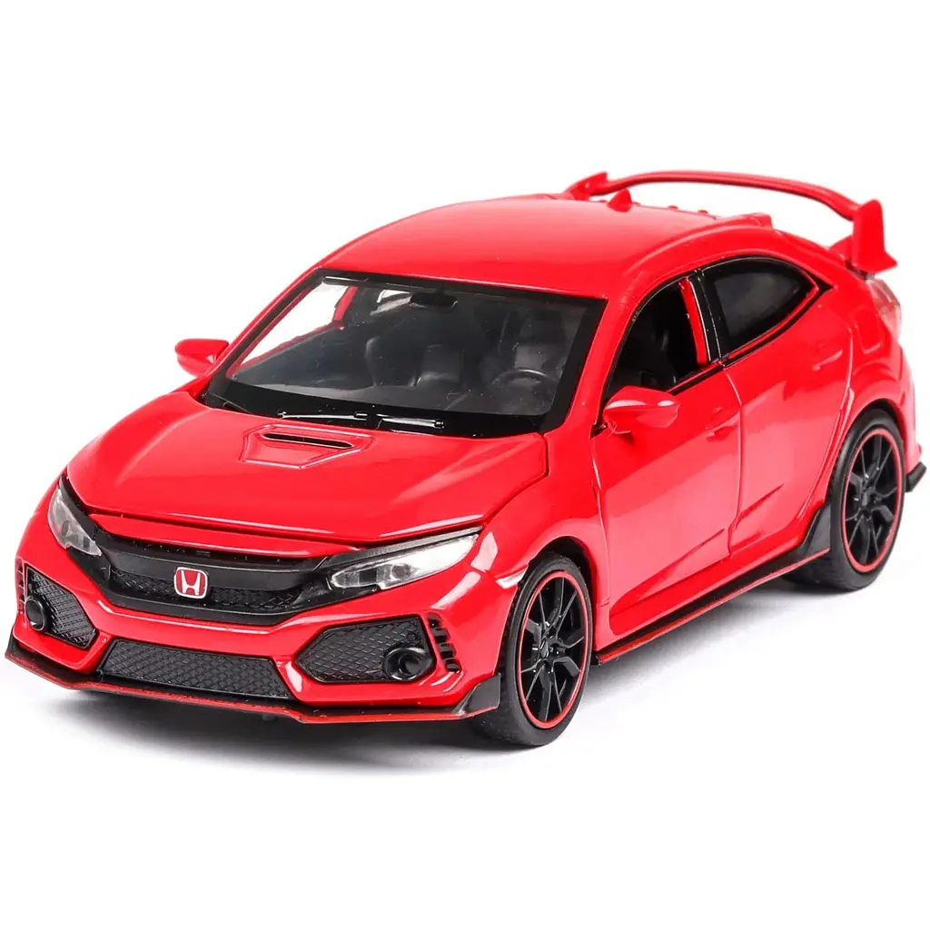 Іграшкова металева машинка Honda Civic Type R 1:32 інерція, світло фар, звук двигуна, відкриваються двері, капот і багажник
