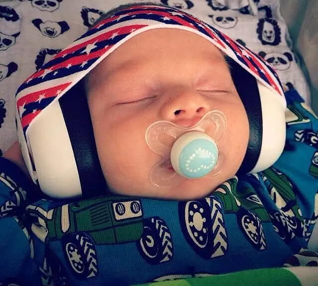 Детские противошумные наушники EMS от 0 до 18 мес 4 Bubs, Красно-синяя лента, Белый (943-02) - фото 5