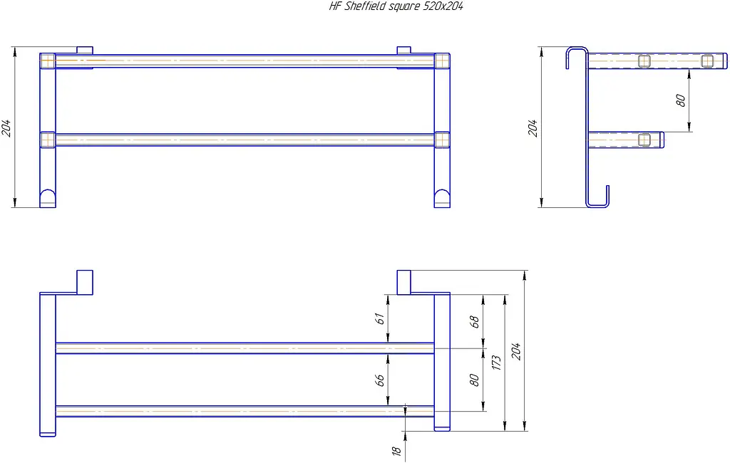 Полиця для рушникосушарки HF Sheffield 520x204 3.0.1200.13.WM, Білий матовий - фото 5