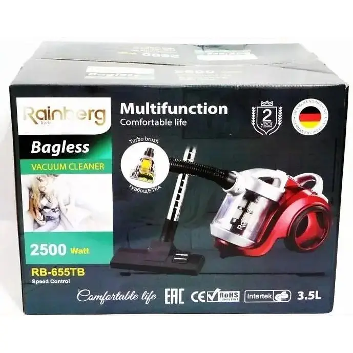 Циклонный пылесос Rainberg RB-655 TB Хороший колбовый для дома с контейнером без мешка для сухой уборки - фото 8