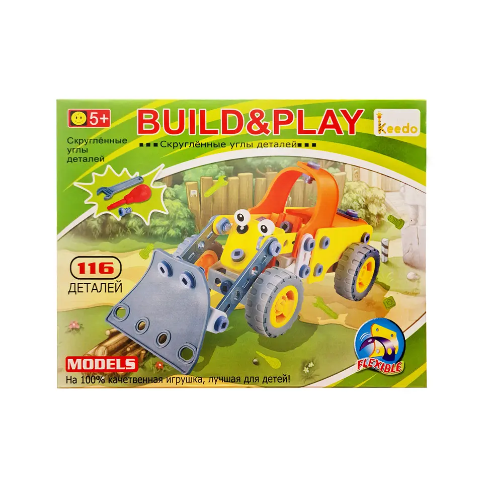 Конструктор детский Build&Play Бульдозер Keedo J-108A, 116 элемента - фото 2