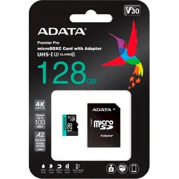 Карта пам'яті microSDXC (UHS-1 U3) A-DATA Premier Pro 128Gb Class 10 V30S A2 (R-100Mb/s W85Mb/s) (adapter SD) (AUSDX128GUI3V30SA2-RA1) - фото 3