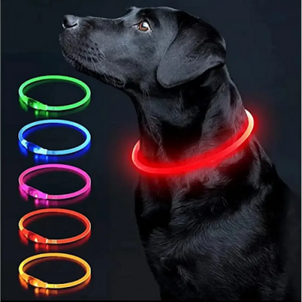 Нашийник з LED-підсвічуванням та USB-заряджанням 35 см червоний - фото 2