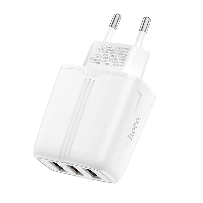 Адаптер мережевий HOCO Amazing three-port charger N15 3USB, 3.4A - фото 2