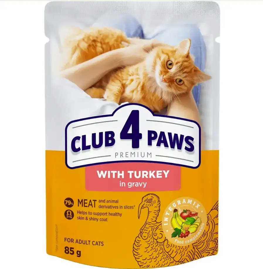 Вологий корм для котів Club 4 Paws з індичкою в желе упаковка 85 г x 24 шт B5621301 - фото 2