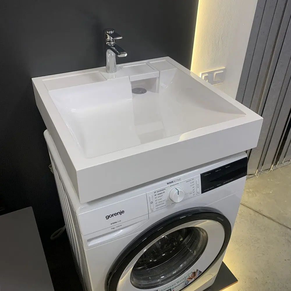 Умивальник на пральну машину без переливу Adamant Washer New White штучний камінь - фото 3