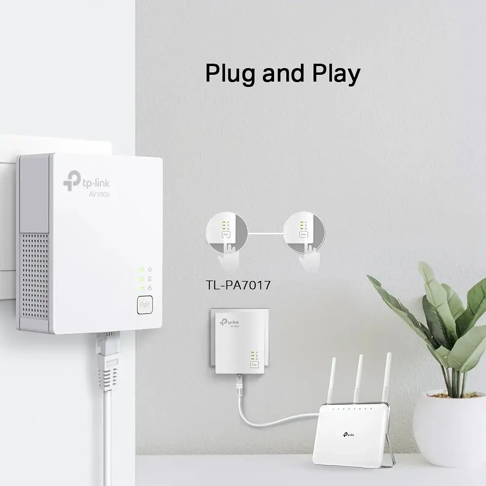 Комплект адаптерiв TP-Link Powerline TL-PA7017KIT AV1000, 1xGE, (TL-PA7017 2шт) - фото 10
