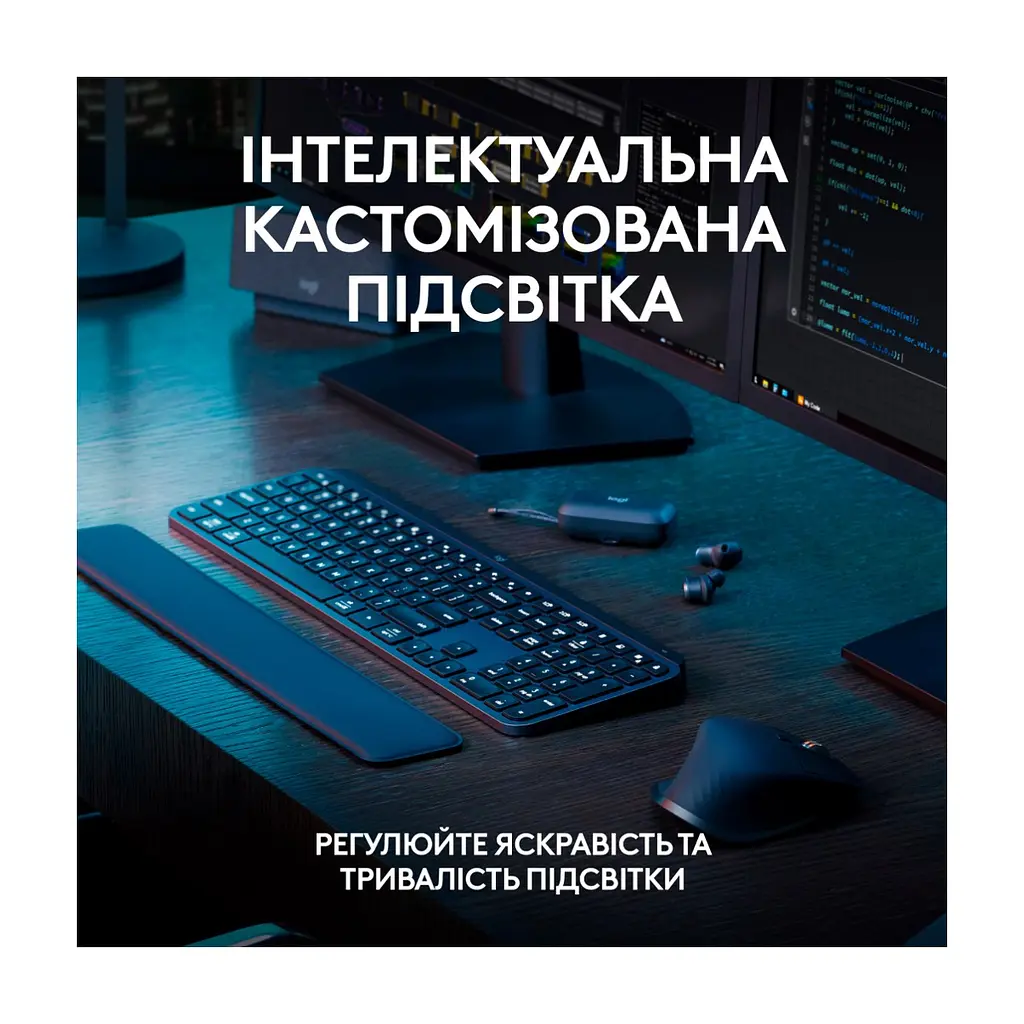 Клавіатура Logitech MX Keys S Plus Palmrest Wireless UA Graphite (920-011589) - фото 5