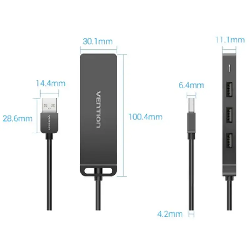 Концентратор Vention USB 2.0 to 4xUSB 2.0 black (CHMBB) - фото 2