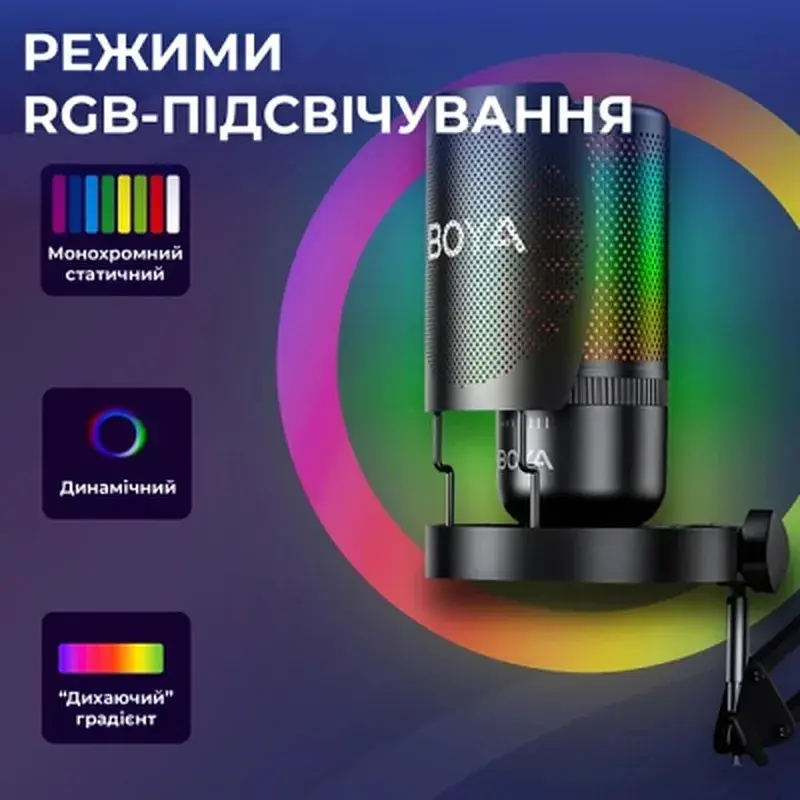 Мікрофон Boya K3-02 RGB Type-C/3,5 мм Black (BOYA K3-02) - фото 9