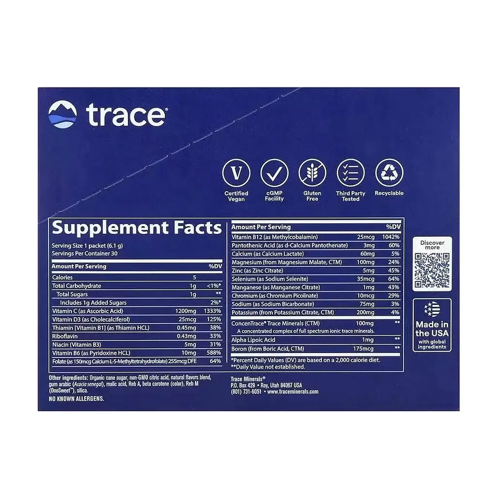 Вітамінно-мінеральний комплекс Trace Електроліти, смак апельсина, Power Pak, 30 пакетів по 6 гр. (TMR00053) - фото 2