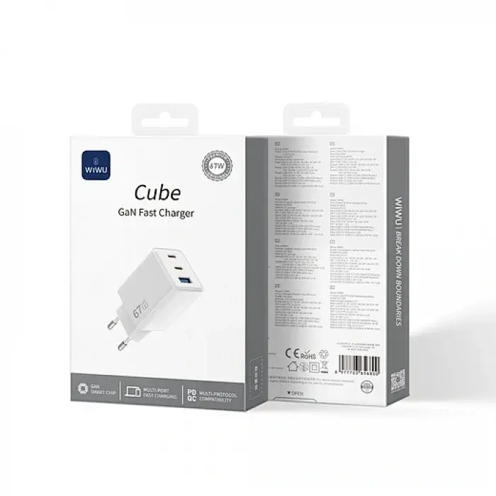 Адаптер - блок зарядний - пристрій WIWU Cube 67W 2C+A GaN Fast Charger Wi-G026 - фото 4