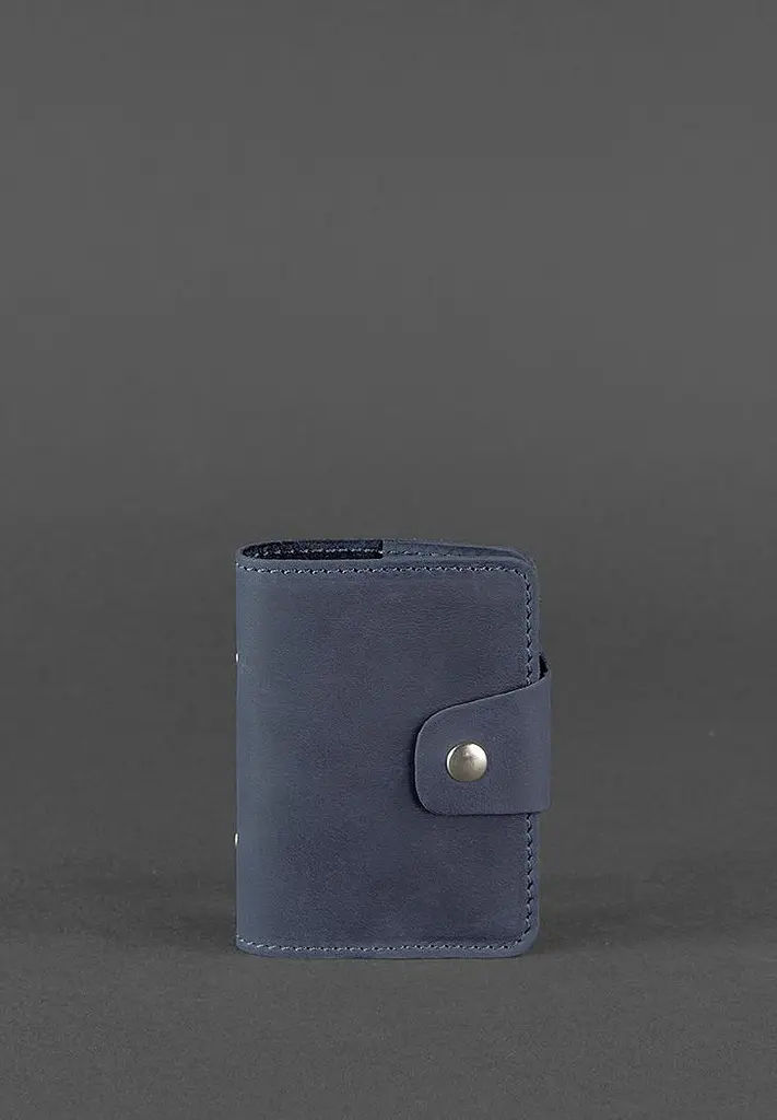 Шкіряний кард-кейс 7.1 (Книжечка) синій - фото 2