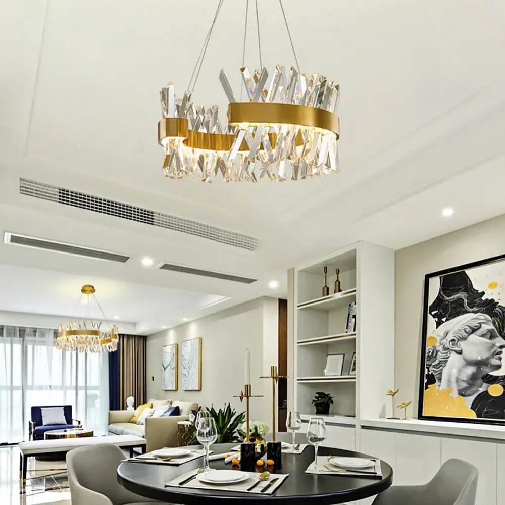 Дизайнерская люстра с кристаллообразными палочками Line.F Диаметр 60см - фото 3