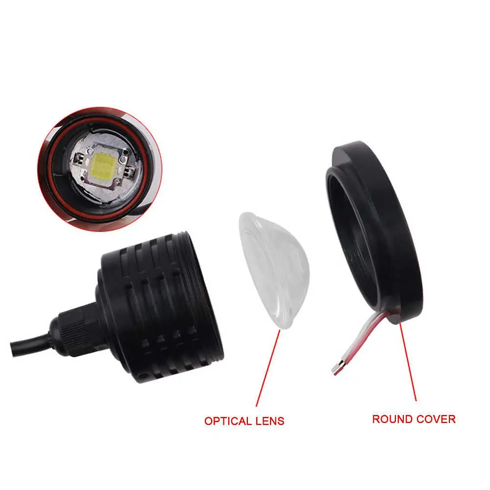 Протитуманні LED Фари круглі лінза з ДХО D64 мм 12V 10W 7000K Біле та Жовте Світло 2 шт. (AG-2511 W+Y) - фото 6