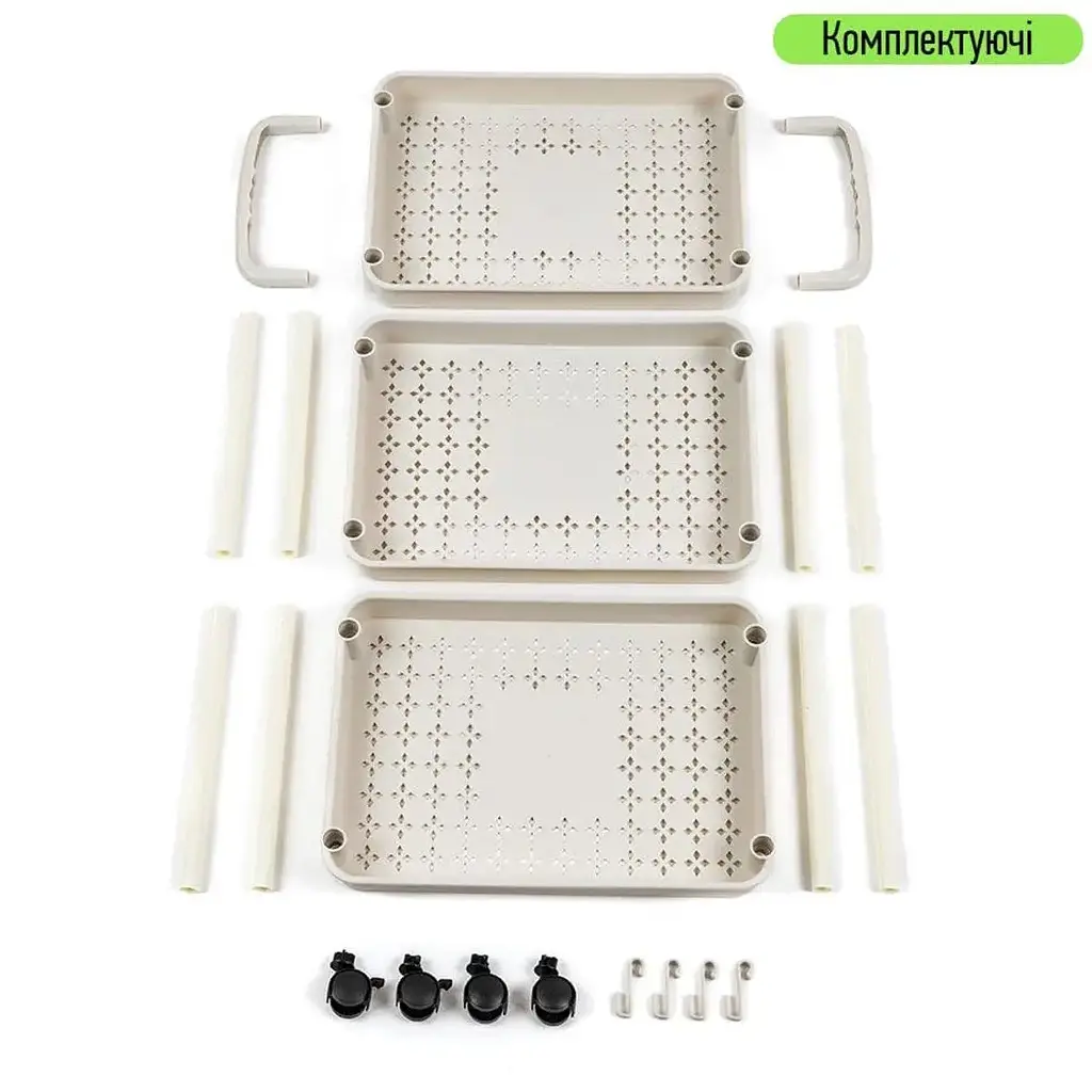 Этажерка Wall Sticker SW-00002435 мобильная трехъярусная универсальная пластиковая 41х25х72 см слоновая кость  - фото 3