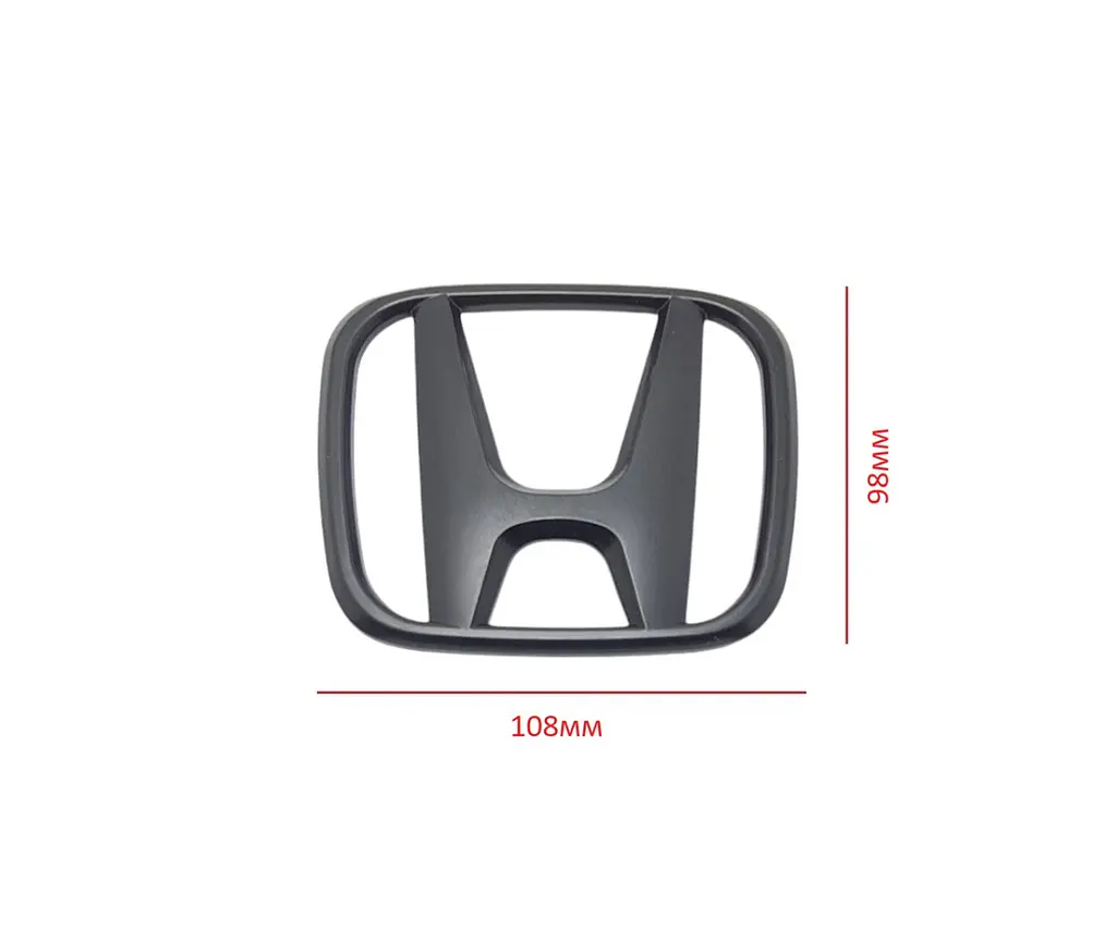 Емблема решітки задня для Honda матова Чорна 108х90 мм Пластик (на скотчі та 2 вусики) (Завод) - фото 2