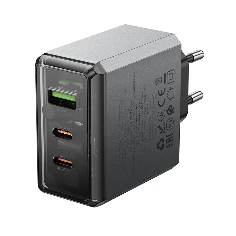 Мережевий зарядний пристрій BOROFONE BN22 Lena PD65W(2C1A) charger(EU) Metal Gray (6941991114601) - фото 3