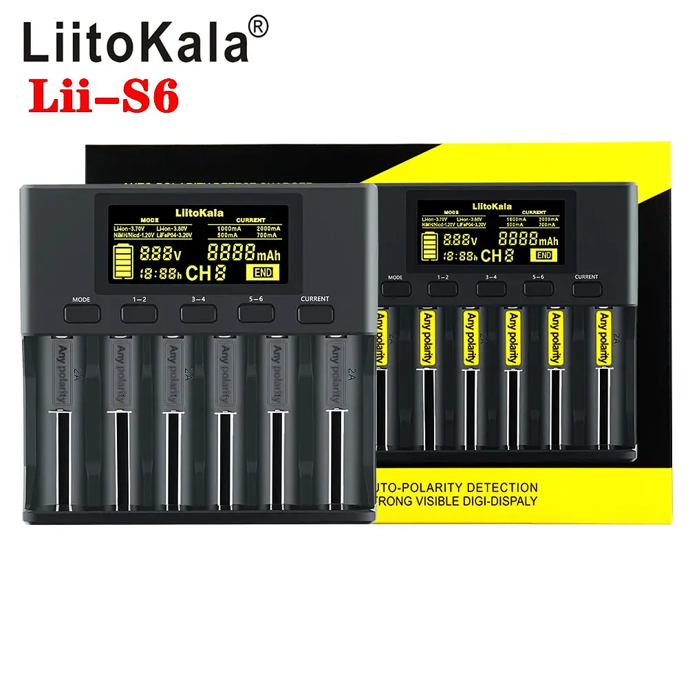 Зарядний пристрій LiitoKala Lii-S6 для акумуляторів АА, ААА, 18650, 21700, 26650 Li-ion, Ni-MH, Ni-Cd, LiFePO4 (19417) - фото 3