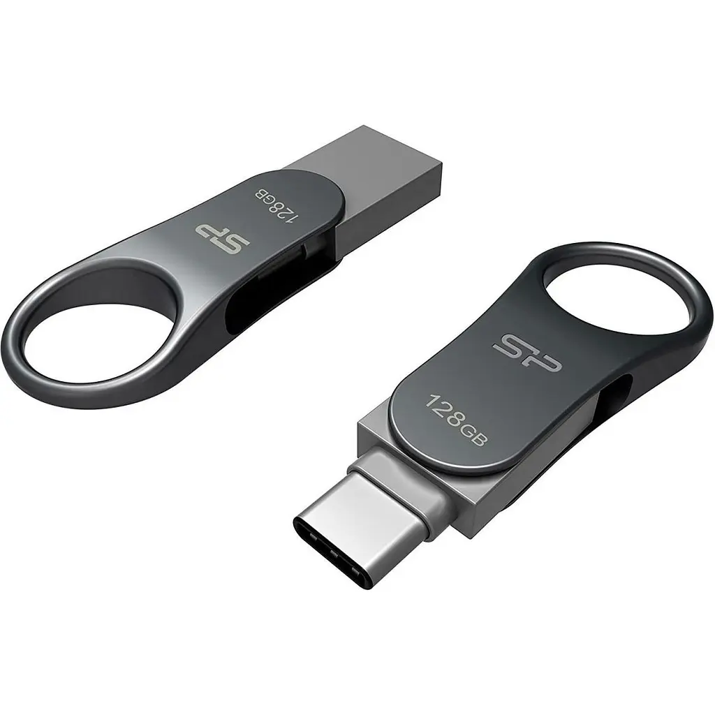 USB флеш-накопичувач Silicon Power Mobile C80 128GB USB-A + USB-C 3.2 Silver (SP128GBUC3C80V1S) [134979] - фото 5
