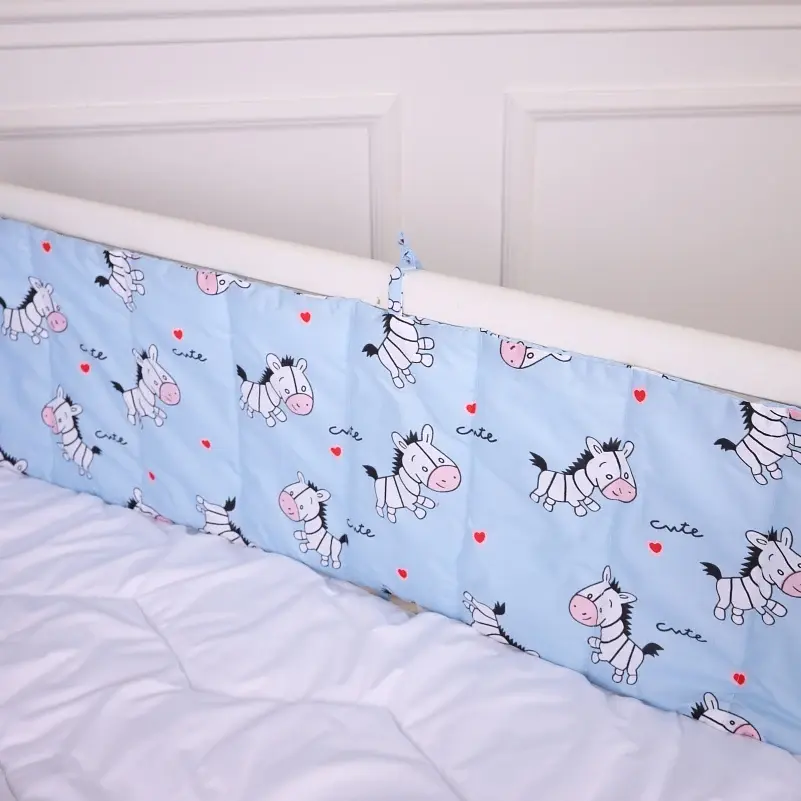 Сплошной бортик в кроватку MirSon Kids Time 20-0037 Cute blue zebra 30х180 см (2200009665547) - фото 4