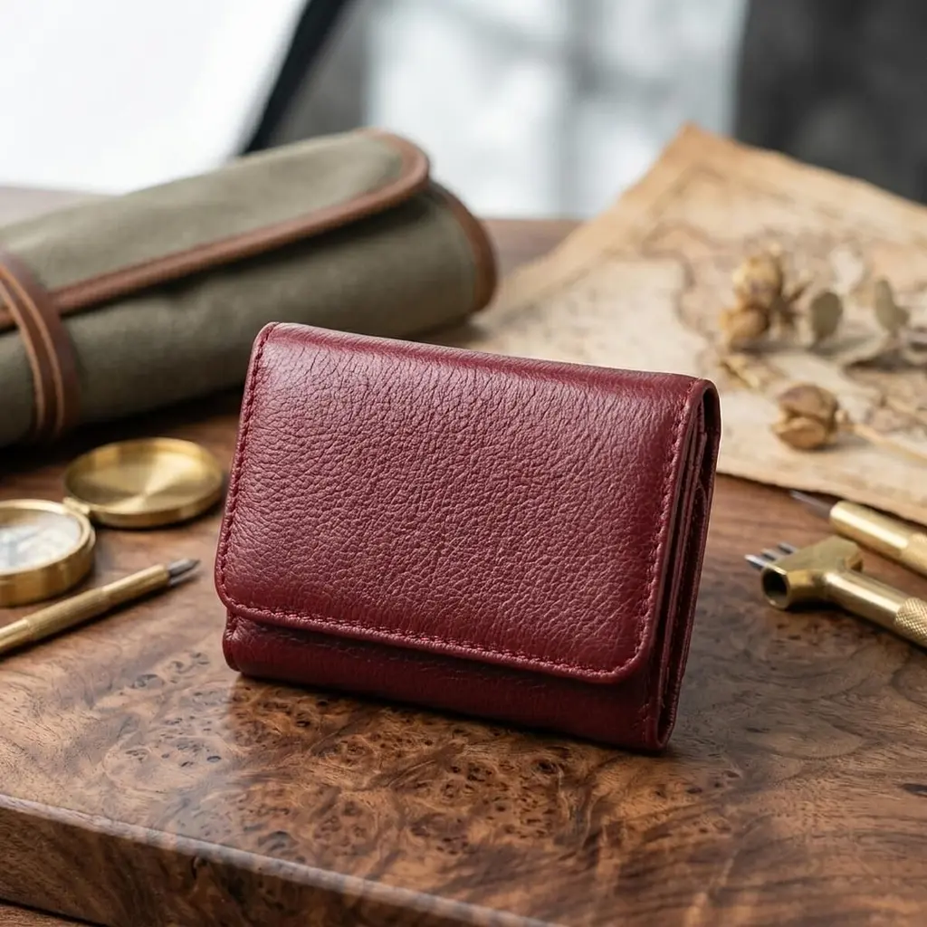 Шкіряний цікавий гаманець для жінок ST Leather 22507 бордовий - фото 3